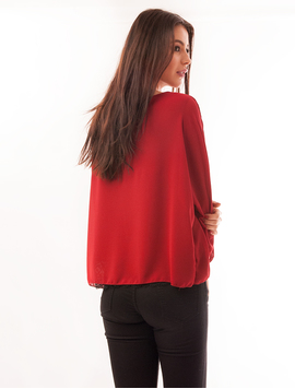 Bluza Dama Din Voal Cu Dantela La Baza Miracle Visinie