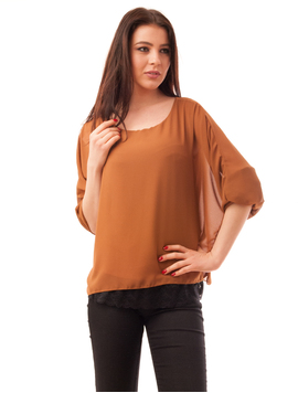 Bluza Dama Din Voal Cu Dantela La Baza Miracle Maro