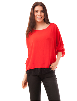 Bluza Dama Din Voal Cu Dantela La Baza Miracle Rosie