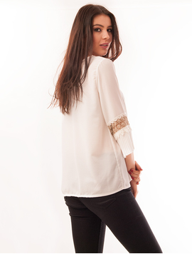Bluza Dama Din Voal Cu Broderie Si Pliuri Mardy Alba