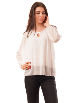 Bluza Dama Din Voal Cu Brosa Party Alba