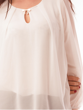 Bluza Dama Din Voal Cu Brosa Party Alba