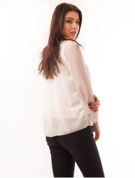 Bluza Dama Din Voal Cu Brosa Party Alba