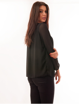 Bluza Dama Din Voal Cu Brosa Party Neagra