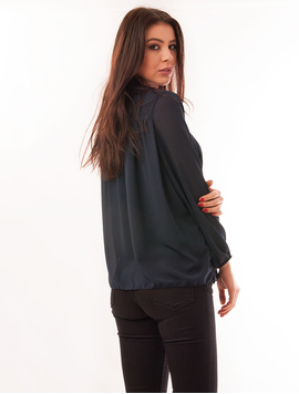 Bluza Dama Din Voal Cu Brosa Party Bleumarin