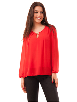 Bluza Dama Din Voal Cu Brosa Party Rosie