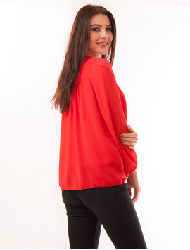 Bluza Dama Din Voal Cu Brosa Party Rosie