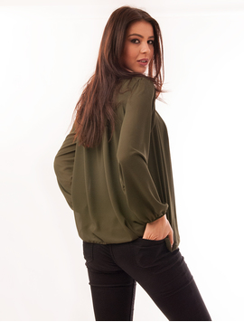 Bluza Dama Din Voal Cu Brosa Party Kaki