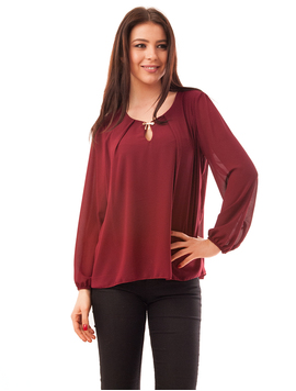 Bluza Dama Din Voal Cu Brosa Party Grena