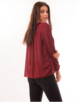 Bluza Dama Din Voal Cu Brosa Party Grena