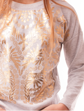 Bluza Dama Cu Frunze Stralucitoare Adventure Gri
