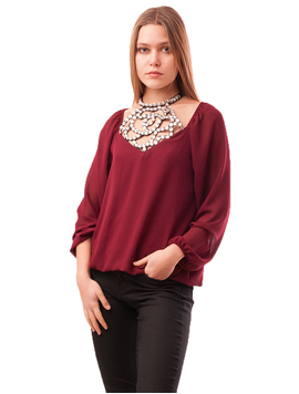 Bluza Dama Din Voal Cu Margele Mirror Grena
