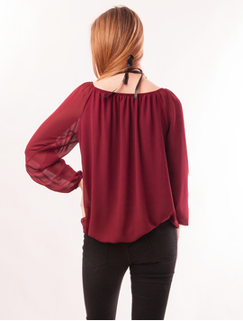 Bluza Dama Din Voal Cu Margele Mirror Grena