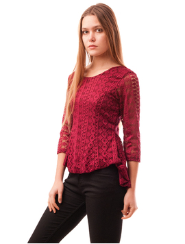 Bluza Dama Din Dantela Cu Baza Evazata Visual Grena