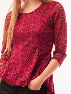 Bluza Dama Din Dantela Cu Baza Evazata Visual Grena