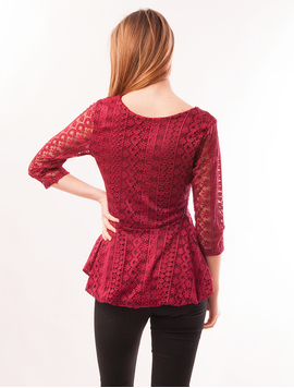 Bluza Dama Din Dantela Cu Baza Evazata Visual Grena