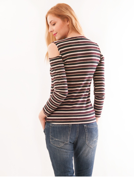 Bluza Dama Cu Umeri Goi Si Dungi Never Grena