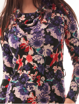 Bluza Dama Lunga Cu Model Floral Order Neagra