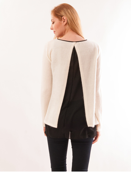 Bluza Dama Cu Decupaj In Spate Nice Alb Si Negru