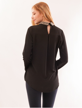 Bluza Dama Din Voal Cu Aplicatii Metalice Venice Neagra