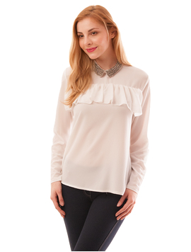 Bluza Dama Din Voal Cu Aplicatii Metalice Venice Alba
