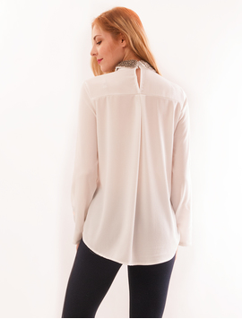 Bluza Dama Din Voal Cu Aplicatii Metalice Venice Alba