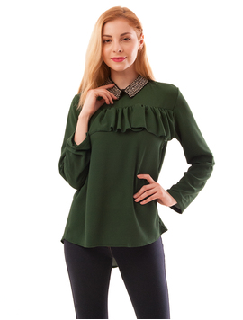 Bluza Dama Din Voal Cu Aplicatii Metalice Venice Verde