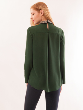 Bluza Dama Din Voal Cu Aplicatii Metalice Venice Verde