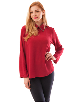 Bluza Dama Din Voal Cu Nasturi La Spate Chain Fuchsia
