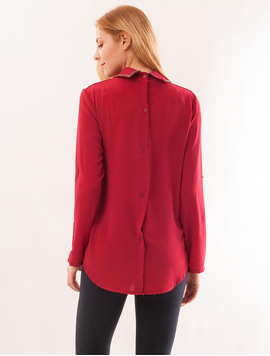 Bluza Dama Din Voal Cu Nasturi La Spate Chain Fuchsia