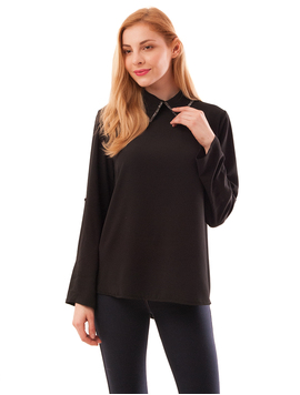 Bluza Dama Din Voal Cu Nasturi La Spate Chain Neagra
