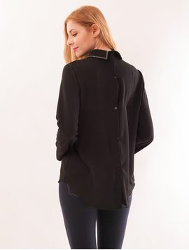 Bluza Dama Din Voal Cu Nasturi La Spate Chain Neagra