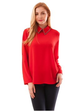 Bluza Dama Din Voal Cu Nasturi La Spate Chain Rosie