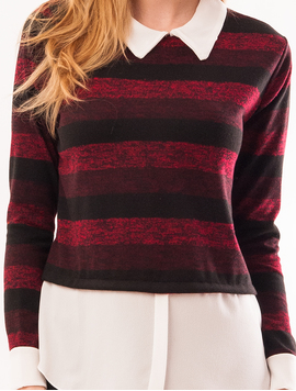 Bluza Dama Stil Camasa Florence Rosu Si Negru