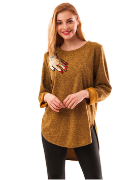 Bluza Dama Cu Model Cu Paiete Hand Mustar
