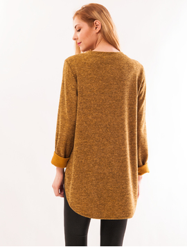 Bluza Dama Cu Model Cu Paiete Hand Mustar