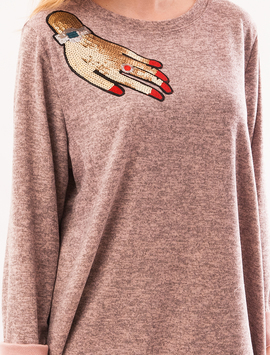 Bluza Dama Cu Model Cu Paiete Hand Roz
