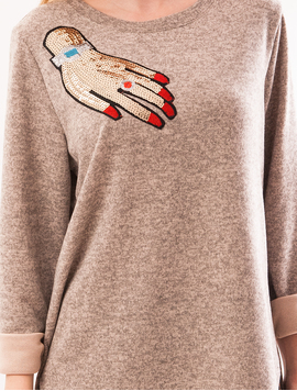 Bluza Dama Cu Model Cu Paiete Hand Bej