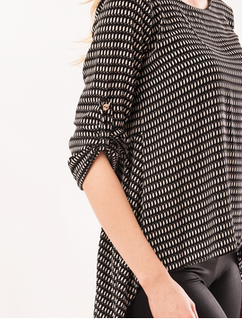 Bluza Dama Cu Spatele Lung Darcy Alb Si Negru