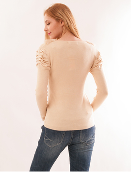 Bluza Dama Cu Guler Din Blana Glory Crem