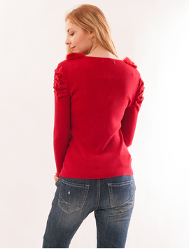 Bluza Dama Cu Guler Din Blana Glory Rosie