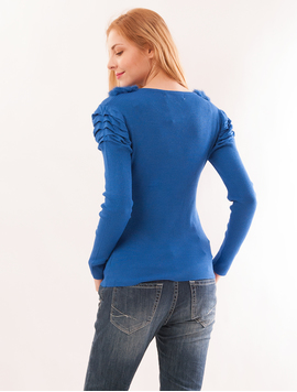 Bluza Dama Cu Guler Din Blana Glory Albastra