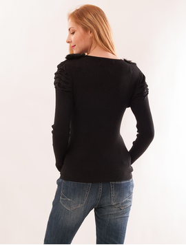 Bluza Dama Cu Guler Din Blana Glory Neagra