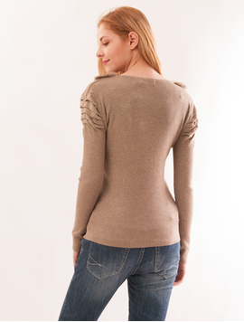 Bluza Dama Cu Guler Din Blana Glory Maro