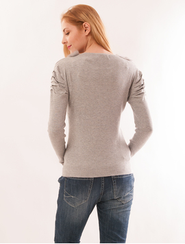 Bluza Dama Cu Guler Din Blana Glory Gri