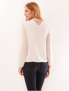 Bluza Dama Cu Colier Din Pietre Colorate Again Alba
