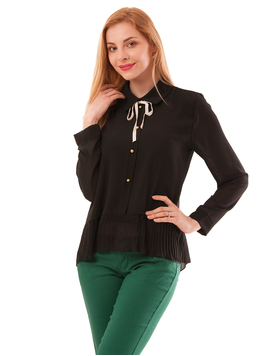 Bluza Dama Stil Camasa Cu Fundita Bridge Neagra