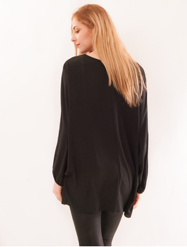 Bluza Dama Lunga Cu Colier Tower Neagra 