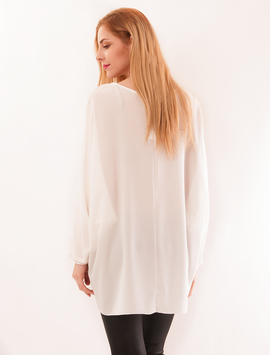 Bluza Dama Lunga Cu Colier Tower Alba