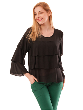 Bluza Dama Cu Volane Angels Neagra